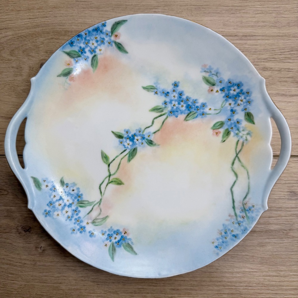 T&V Limoges France Floral‎ Dish Blue Forget-Me-Nots Romantic Fairycore Coquette